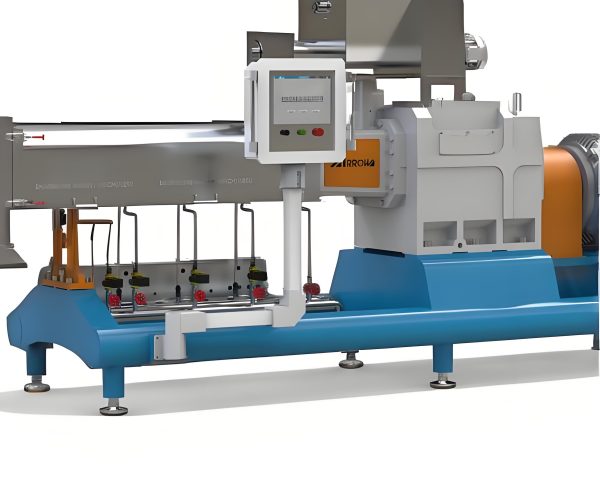 Engineer monitoring extruder control panel with various gauges and digital displays