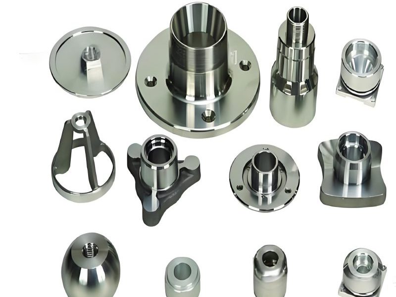 Modular twin screw elements showing different functional sections