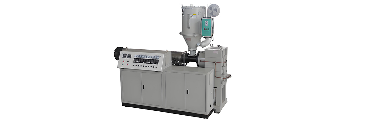 Industrial single screw extruder machine in production facility