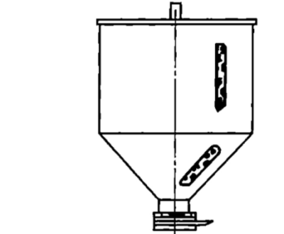Standard extruder machine hopper with cooling jacket and level indicator